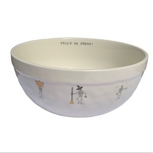 Rae Dunn Halloween Bowl TRICK OR TREAT Dancing Skeletons Dimples 2017 NWT OG